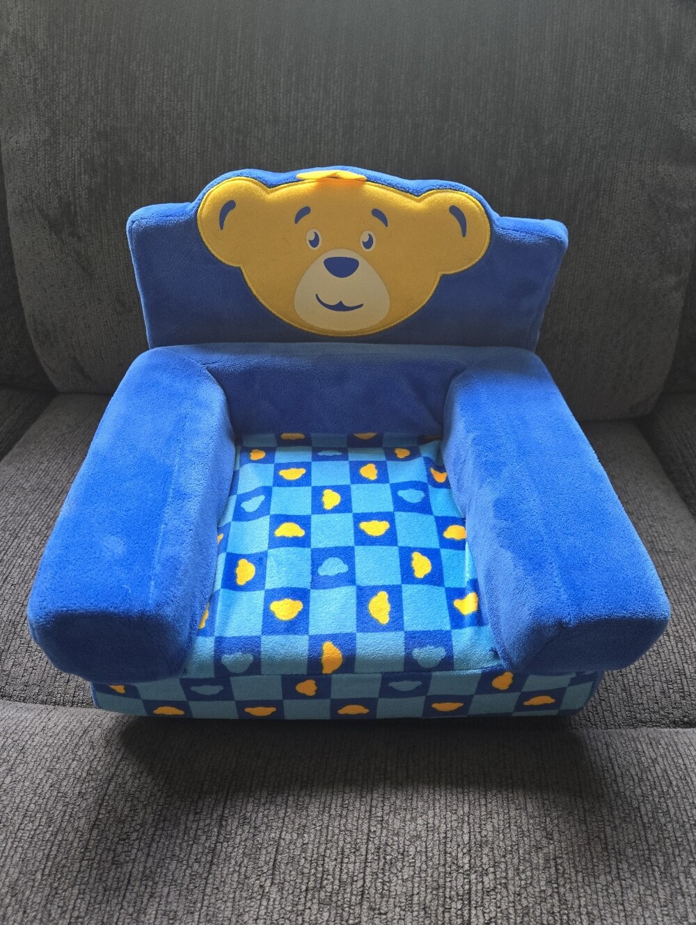 Build A Bear Workshop Folding Chair Bed Blue Yellow Convertible Plush Furniture